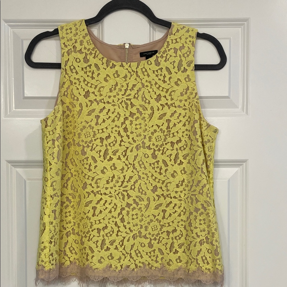 Ann Taylor Yellow Lace Blouse